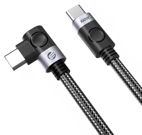 Orico C2CWT černá / Kabel USB-C na USB-C / lomený / PD 100 W / 20 Gbps / 4K 60Hz / 2 m