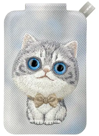 Nimmy Big Eyed Pet 2.0 Cat šedá / Peněženka se stojánkem / Magnetická