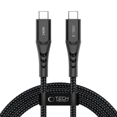 Tech-Protect Ultraboost UB11T černá / Nabíjecí kabel / USB-C - USB-C / PD 240W / QC3.0 / 200 cm