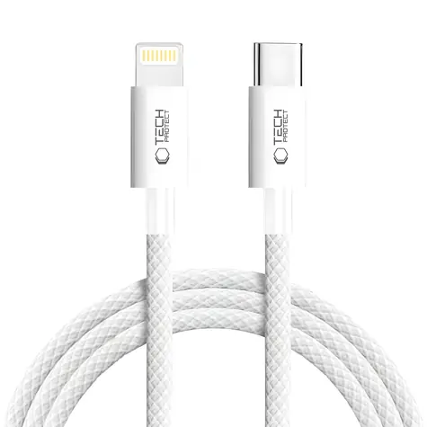 Tech-Protect UltraBoost šedá / Nabíjecí kabel / USB-C - Lightning / 27W / 2 m