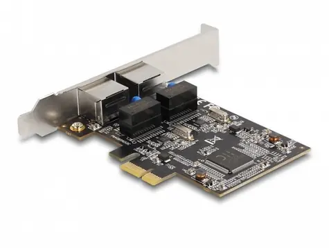 DeLock PCI Express x1 / Síťová karta / 2x Gigabit LAN RJ-45 / Realtek RTL8111H / pro IP kamery