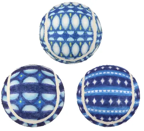 Huhubamboo Vánoční tenisáky 3ks modré / Hračka pro psy / Tenisový míček / 6,3 cm