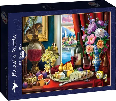 BLUEBIRD Puzzle Zátiší a víno / 1000 dílků / 69 × 47,8 cm