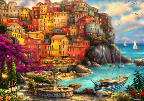 GRAFIKA Puzzle Krásný den v Cinque Terre / 1000 dílků / 69 × 47,8 cm