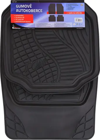 Compass Koberce gumové NO.1 černá / Autokoberce / sada 4 ks / guma / protiskluzové / vyvýšený lem