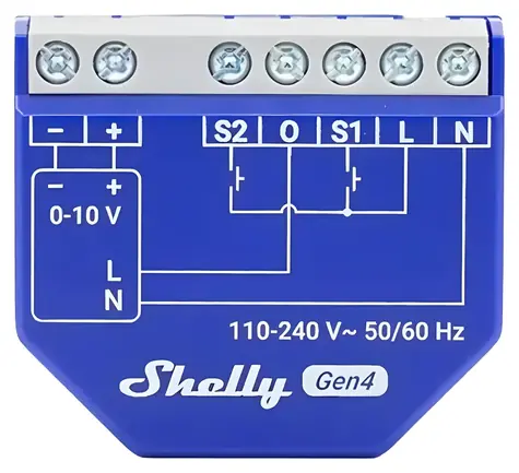Shelly Dimmer 0/1–10V PM Gen4 / Stmívač / Wi-Fi / Zigbee / Bluetooth / Matter / měření spotřeby