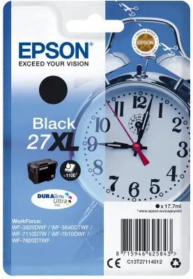 Epson DURABrite Ultra Ink 27XL černá / Originální cartridge / 17,7 ml / 1100 stran