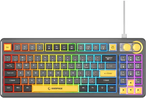 Rampage Cyclone Knob černá / Herní klávesnice / drátová / membránová / RGB podsvícení / 90% layout