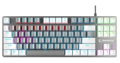 Rampage Snug bílo-šedá / Herní klávesnice / mechanická / KRGD Blue / RGB / drátová