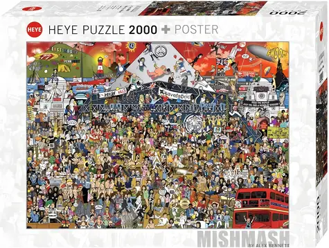 HEYE Puzzle Historie britské hudby / 2000 dílků / 96 x 68 cm