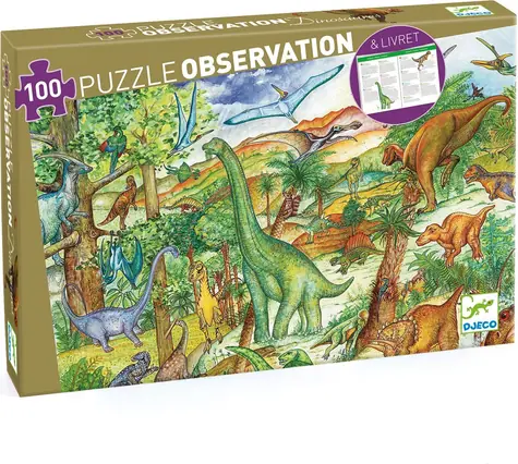 DJECO Puzzle Dinosauři / 100 dílků / 63 × 45 cm