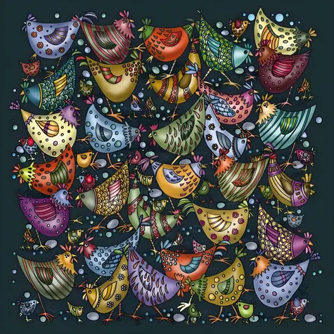 CURIOSI Čtvercové puzzle Palapeli: Hromada kuřat / 239 dílků / 28 × 28 cm