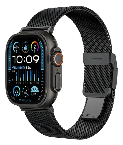AmazingThing Titan Premium černá / Řemínek / Apple Watch 38/40/41/42/44/45/46/49 mm / Kov