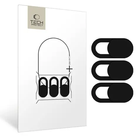 Tech-Protect Cam Fit+ černá / Ochranný kryt kamery notebooku / 3 ks