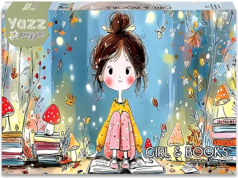 YAZZ Puzzle Dívka a knihy / 1000 dílků / 68 x 48 cm