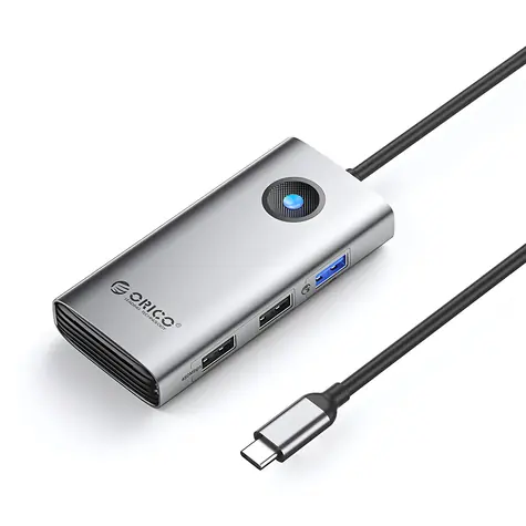 Orico PW11-5P šedá / USB-C hub / 1x USB-A 3.0 / 2x USB-A 2.0 / 1x USB-C PD / 1x HDMI