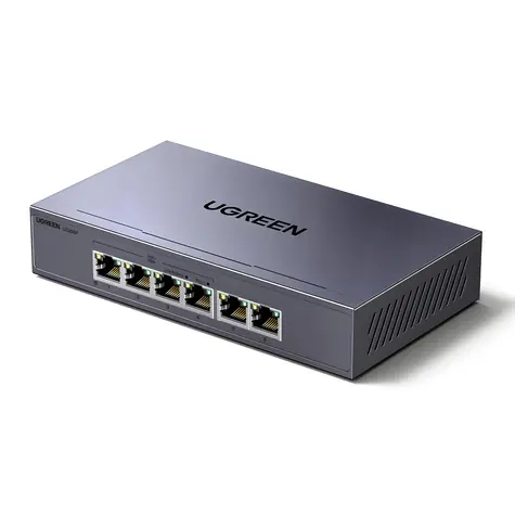 Ugreen Switch 6-Port PoE šedá / Switch / 6x Gigabit Ethernet / PoE