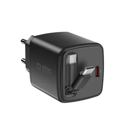SBS Cestovní adaptér s kabelem USB-C černá / Cestovní adaptér / PD 45 W