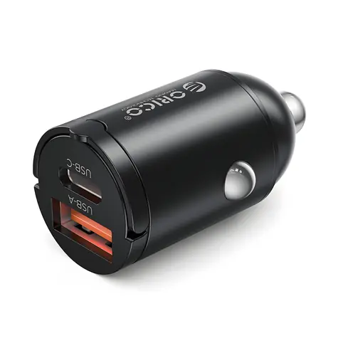 Orico MiniRing černá / Autonabíječka / USB-A + USB-C / 30 W