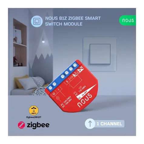 Nous B1Z ZigBee Smart Spínací Modul / 1 kanál / bez měření spotřeby / Zigbee 3.0