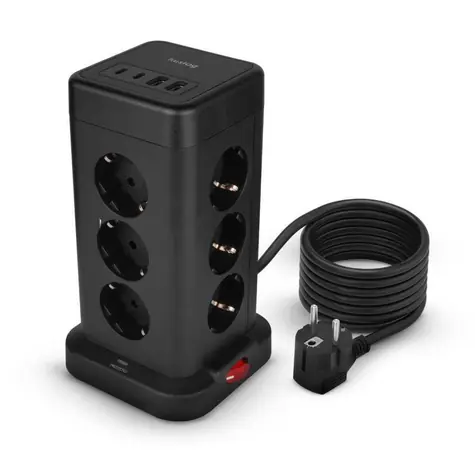 Huslog nabíjecí stanice 15W černá / 12x zásuvka / 2x USB-C / 2x USB-A