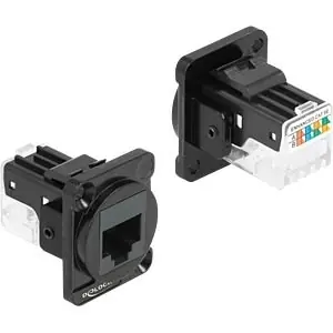 Delock D-Typ modul RJ45 Cat.6A na LSA černý / Modul / RJ45 zásuvka / zinek