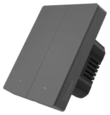 Sonoff M5-2C-80 grafitová / Chytrý nástěnný vypínač / 2-kanálový / WiFi / pro rám