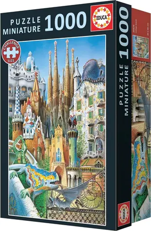 EDUCA Miniaturní puzzle Gaudí, koláž / 1000 dílků / velikost dílku 1,2 cm