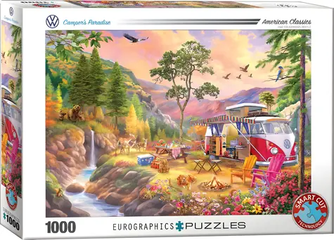 EUROGRAPHICS Puzzle VW Bus: Ráj pro táborníky / 1000 dílků / 68 x 48 cm