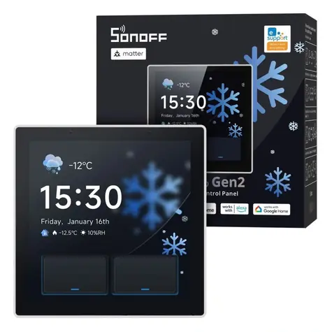 Sonoff NSPanel Pro Gen2 bílá / Ovládací panel / 2kanálové relé / 86 mm / EU typ