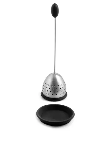 Weis Čajové sítko černé / Čajové sítko / O 4 cm / nerez, silikon / s odkapávací mističkou