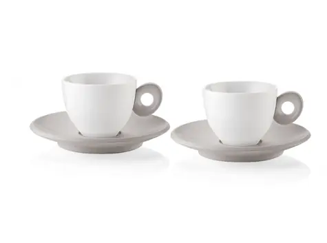 Guzzini Everyday šedá / Sada šálků na espresso / 2 ks / 50 ml / Porcelán, plast