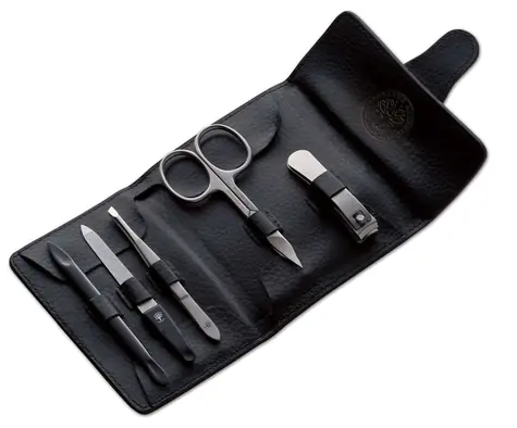 Boker Classic Manikúrní sada / Sada na manikúru / 5 ks / kožené pouzdro