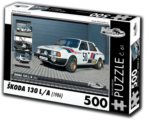 RETRO-AUTA Puzzle Škoda 130 L,A (1986), č. 61 / 500 dílků / 48 × 36 cm