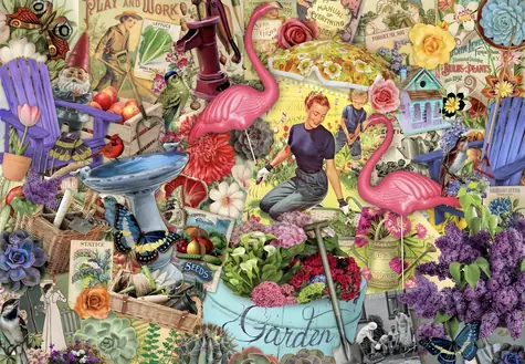 GRAFIKA Puzzle Zahradní koláž / 1000 dílků / 69 × 47,8 cm