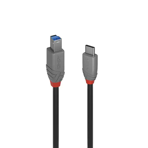 Lindy Anthra Line USB-C - USB-B 1m černá / Kabel USB / USB 3.2 Gen 1 / 500 Mbit/s