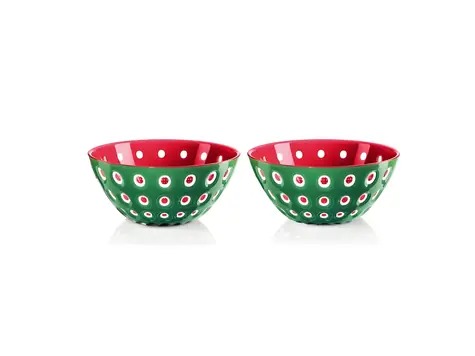Guzzini LE MURRINE zelená, bílá, červená / Miska / sada 2 ks / 12,5 cm / akrylát