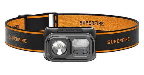Superfire HL23-S černá / Čelovka / 350 lm / dosah 120 m / USB-C / IP44