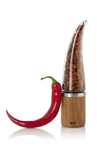 AdHoc PEPE / Kráječ na chilli / 20,5 cm / nerez, akácie, sklo