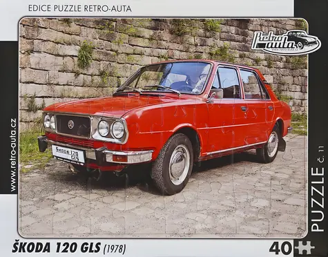 RETRO-AUTA Puzzle č. 11 Škoda 120 GLS (1978) / 40 dílků / 32 x 24 cm