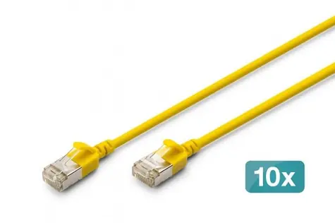 Digitus CAT 6A Slim žlutá / Patch kabel / F/FTP / RJ45 / 10 Gbit/s / 2 m / 10 ks