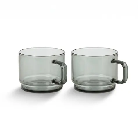 AdHoc IMPACT tmavé sklo / Sada hrnků na cappuccino / 2 ks / 300 ml
