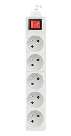 Lanberg bílá / Prodlužovací přívod / 5 zásuvek / 1,5 m / 230 V / s vypínačem