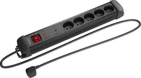 Lanberg SP1 černá / Prodlužovací přívod s přepěťovou ochranou / 5 zásuvek / 1,5 m / 230 V