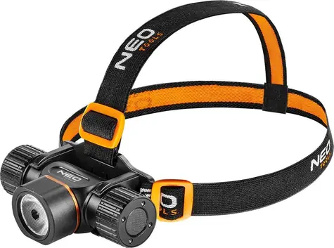NEO TOOLS 99-029 / Čelová nabíjecí svítilna / 2000 lm / dosah 200 m / 4000 mAh / IPX4