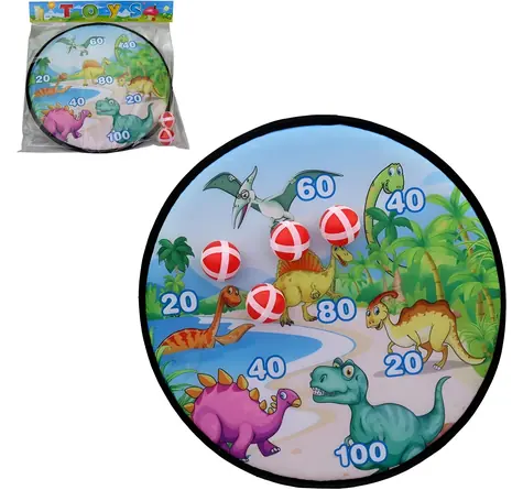Terč s dinosaury a míčky na suchý zip / Hra / 36 × 36 cm / od 3 let