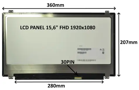 15,6" SIL LCD panel FHD IPS matný / Náhradní díl / 1920x1080 / 30 PIN / úchyty nahoře a dole / LED