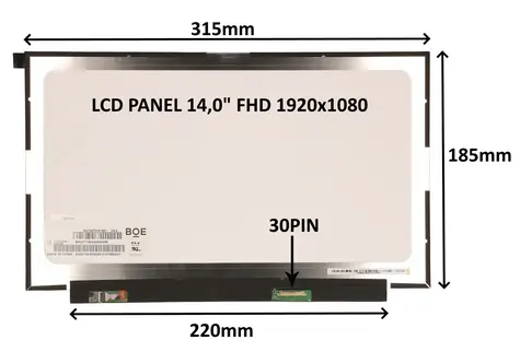 SIL LCD panel 14,0" FHD matný IPS / LCD panel pro notebook / 1920x1080 / 30 pin / bez úchytů