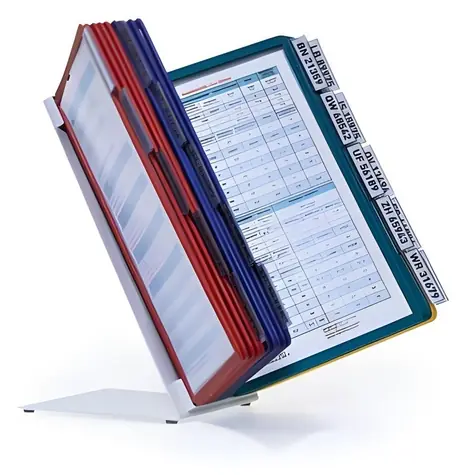 DURABLE VarioTable Stolní prezentační stojan / 20 panelů A4 / mix barev / kov, plast