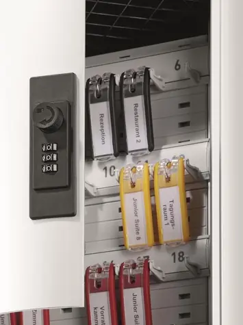 Durable KeyBoxCode18 stříbrná / Skříňka na klíče / Zámek na kód / 18 háčků